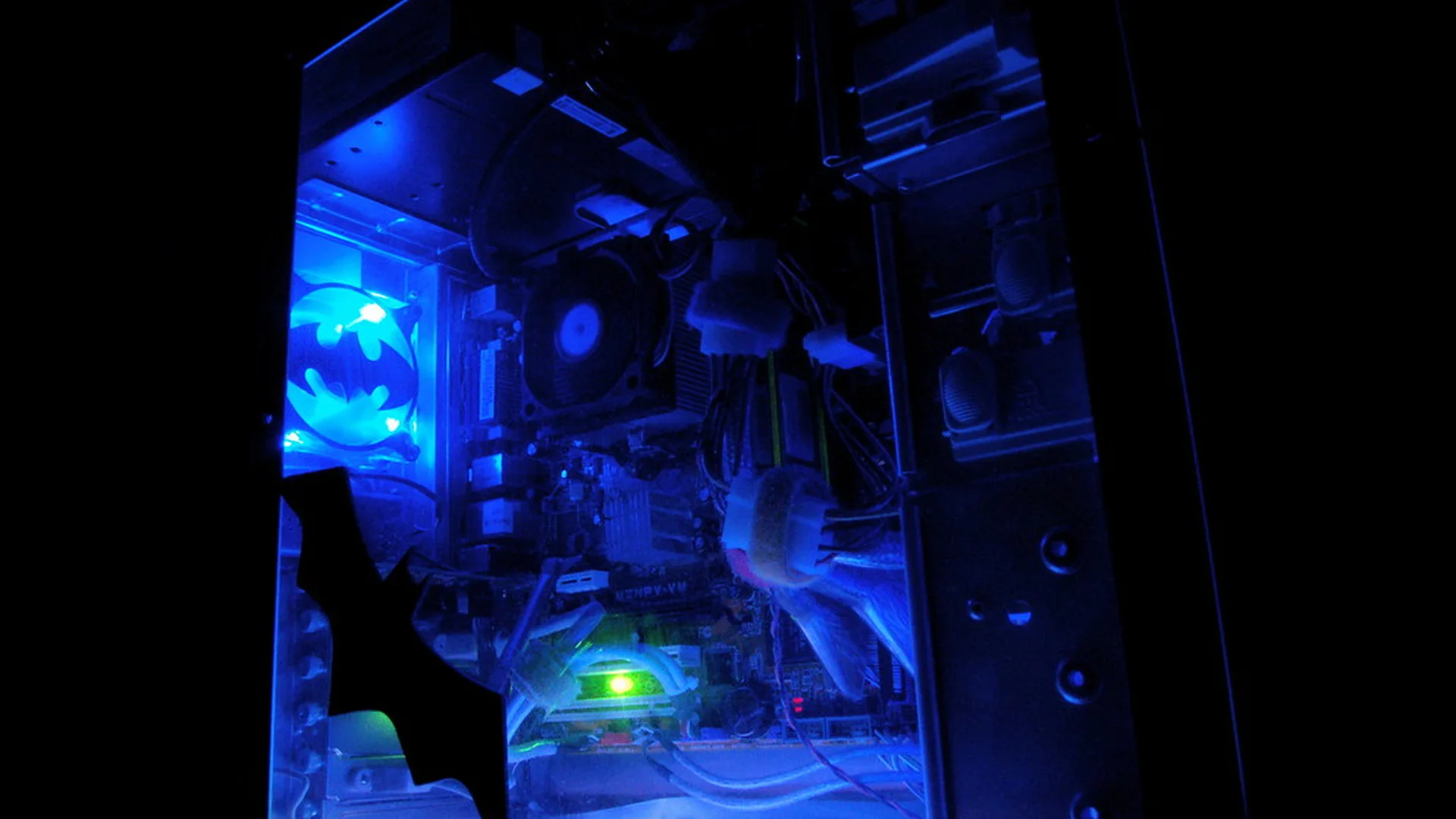 Desktop computer tower open for a dust cleaning